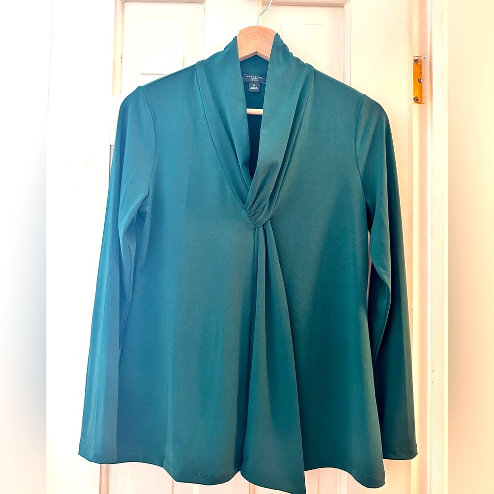 Talbots Teal Long-Sleeve Twist-Neck Top